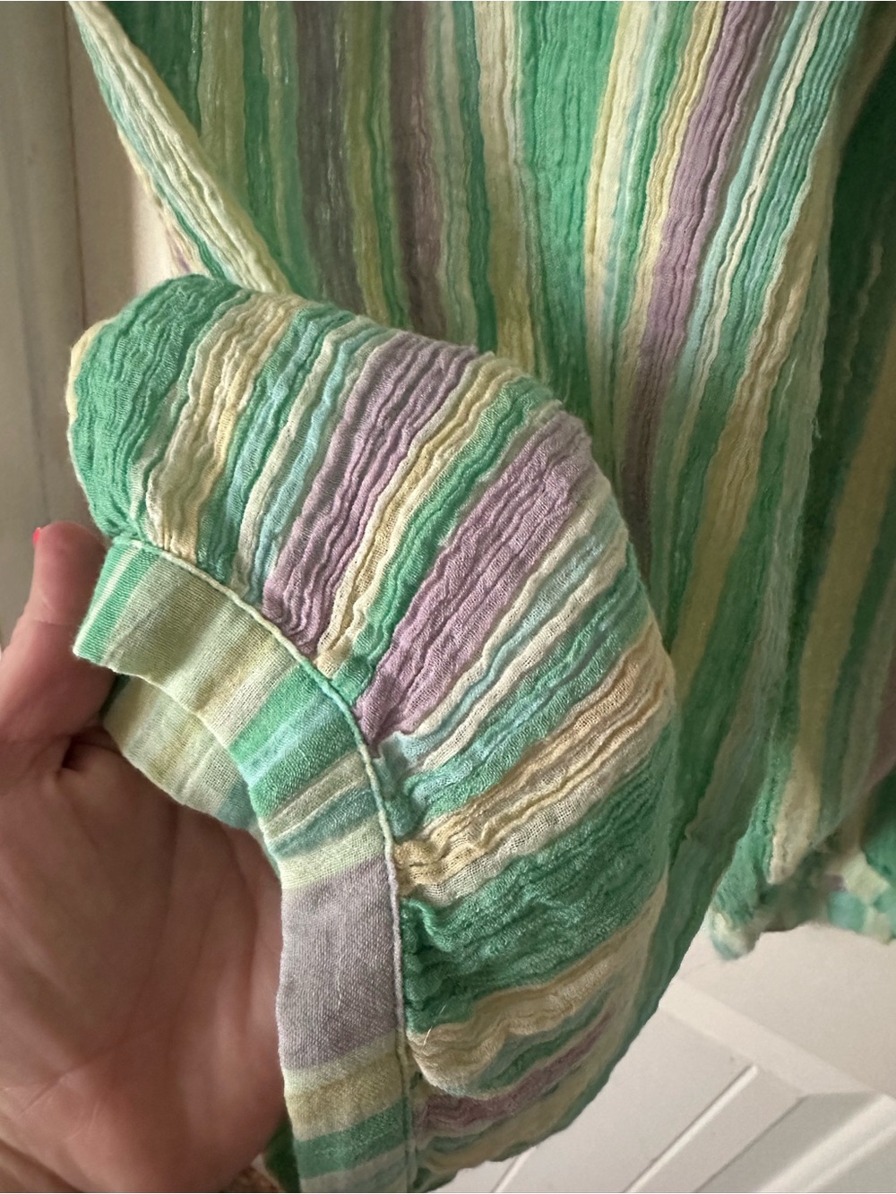 NWOT FP Playa Party Stripe Pants M crinkle gauze Sage Aqua Green Purple - Picture 6 of 8